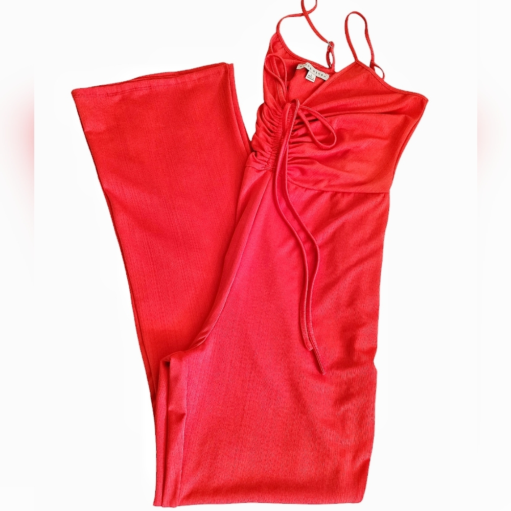 Haute Monde bright orange stretch jumpsuit size Large